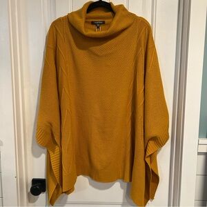 Laurel Grey Mustard Yellow Knit Sweater‎ Poncho. One Size. NWT.